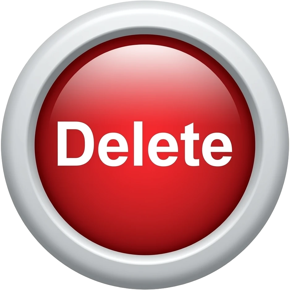 Объёмная красная кнопка с надписью delete emoji