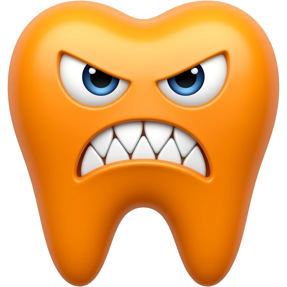 Angry orange tooth emoji