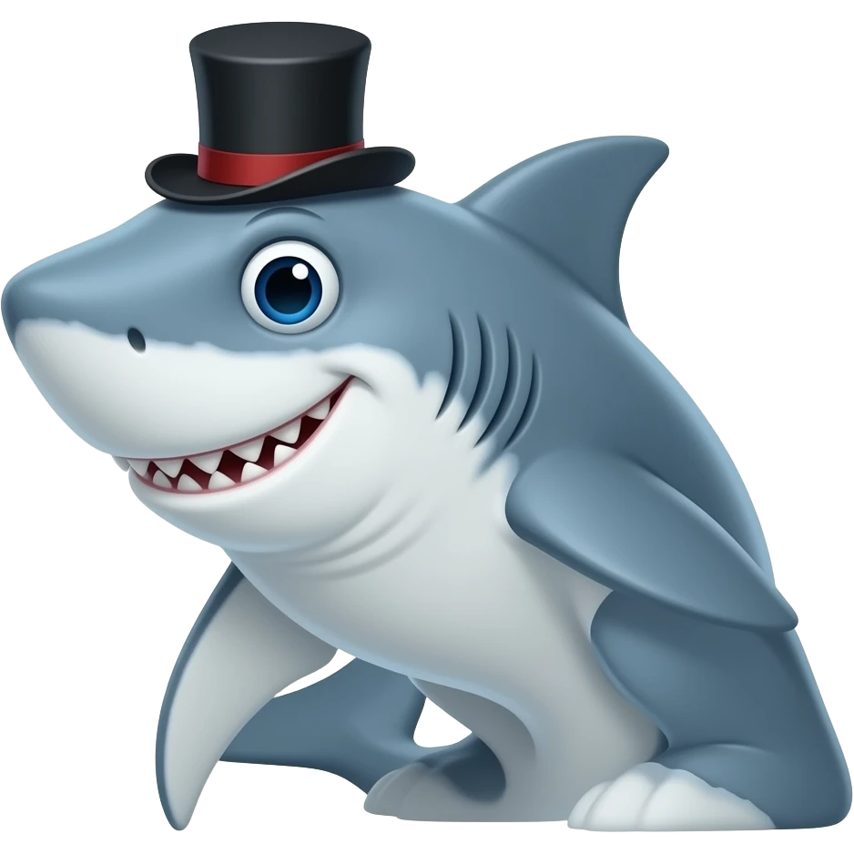 Shark with a top hat emoji