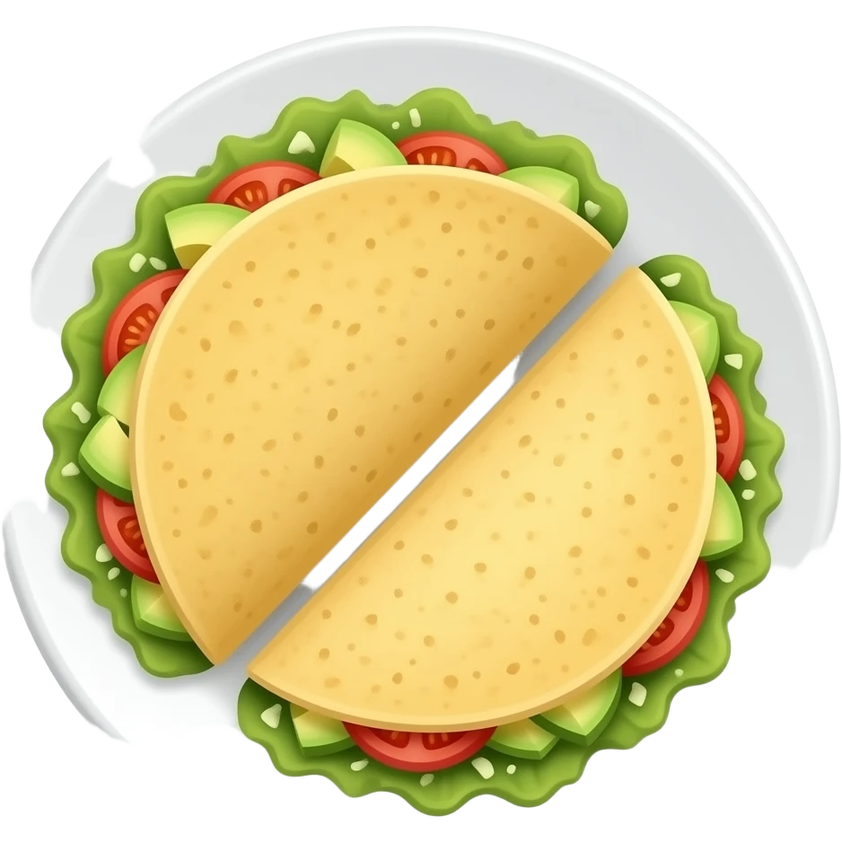 tacos de sardina en pedazos, con aguacate y jitomate servidos en un plato blanco plano emoji