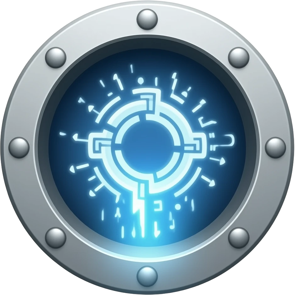 a vault with code coming out as a logo emoji