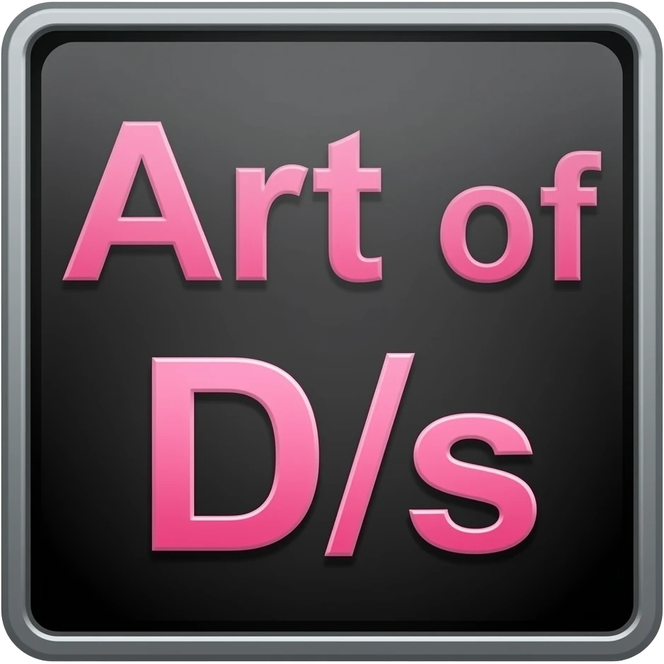 Make a sign with pink letters of a black background that says "Art of D/s emoji