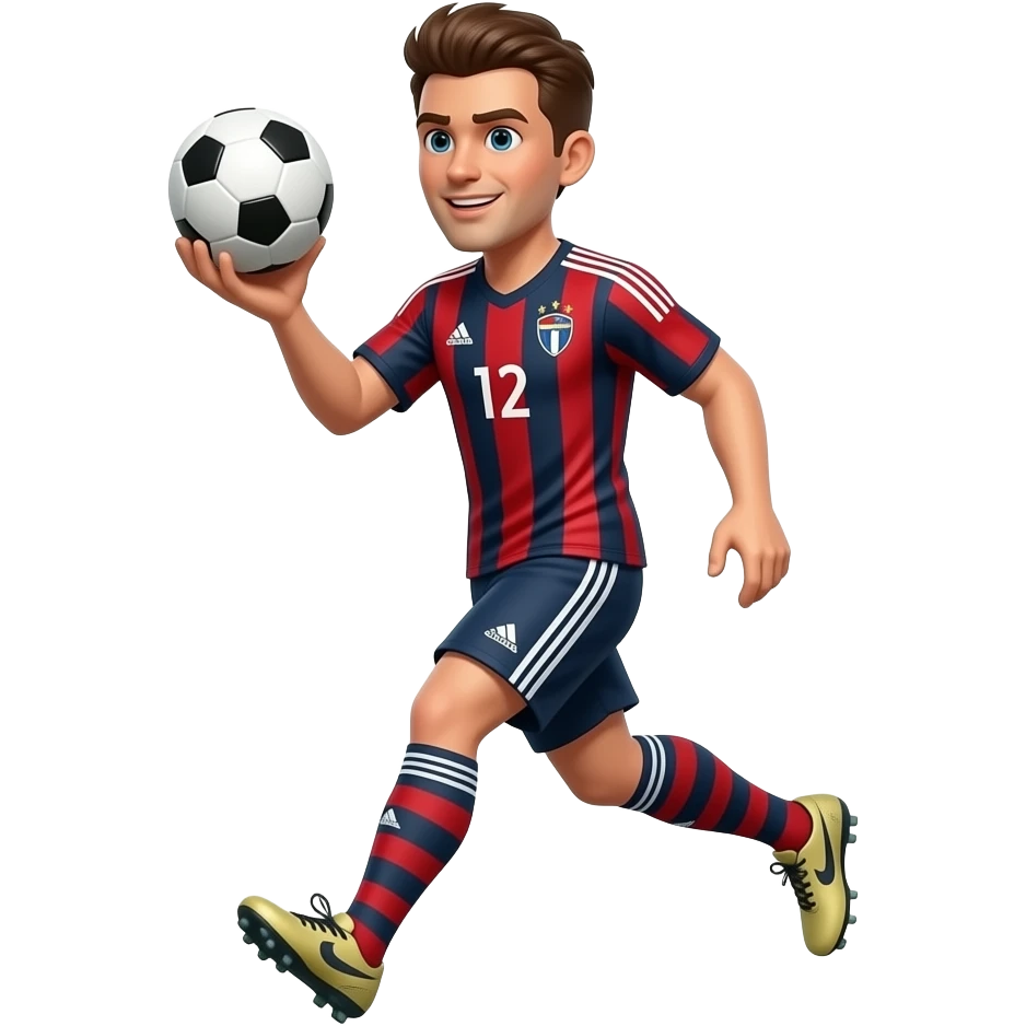 A SOCCER PLAYERS LEAVING THE MATCH WITH A BALL BECAUSE HE DID A HAT-TRICK emoji
