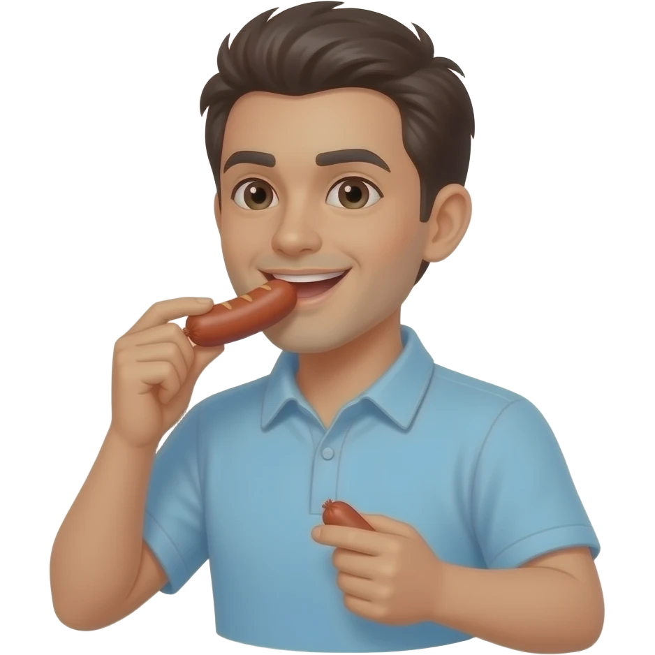 Un arbe entrain de manger du Saucisson en disant dans une bulle ce n est pas halal en français emoji