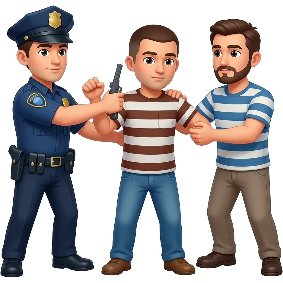 policia arestando a un criminal emoji