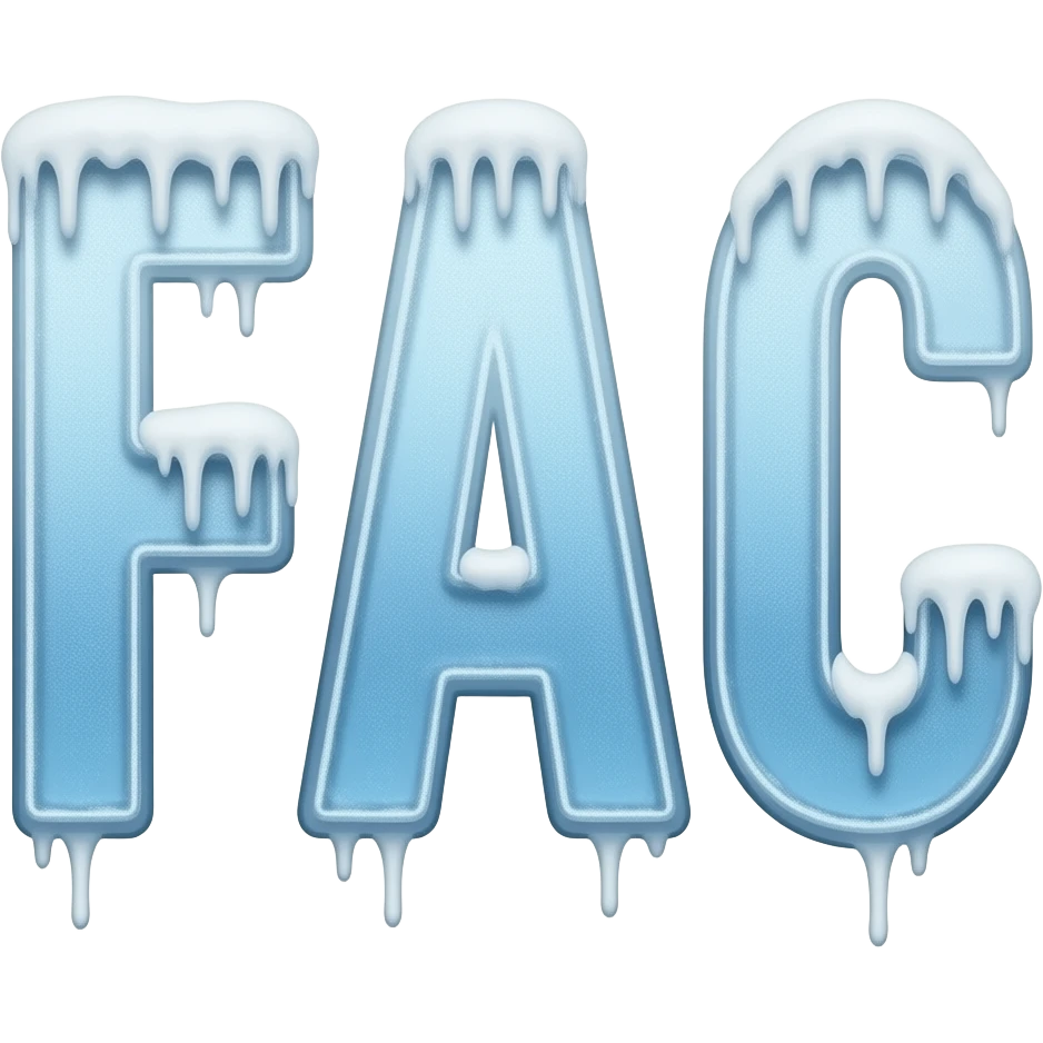 Word TFAC in Icy blue looking like its frozen emoji