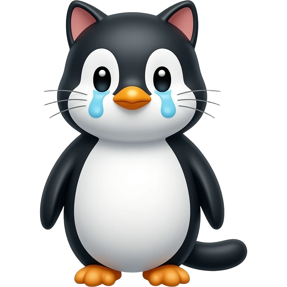 Sad, penguin cat emoji