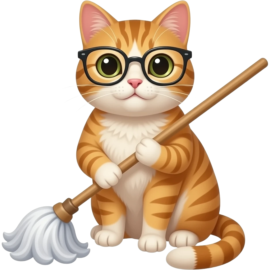 Cat with a mop

Cat wearing glasses emoji