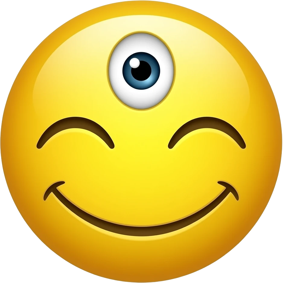 Эмодзи смайлик с закрытыми глазами и открытым третьим оком. Лицо emoji