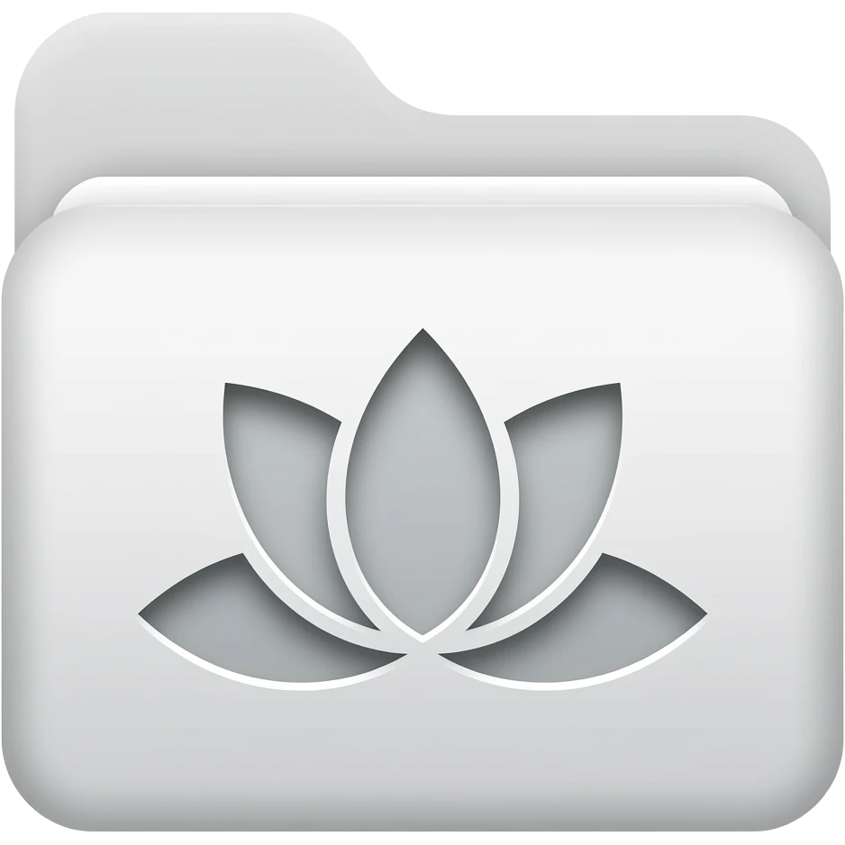 white clean files icon with lotus shaped logo on middle emoji
