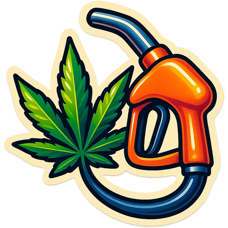 gas pump handle with cannabis leaf emoji