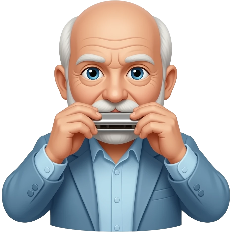 harmonica old man withouthair emoji
