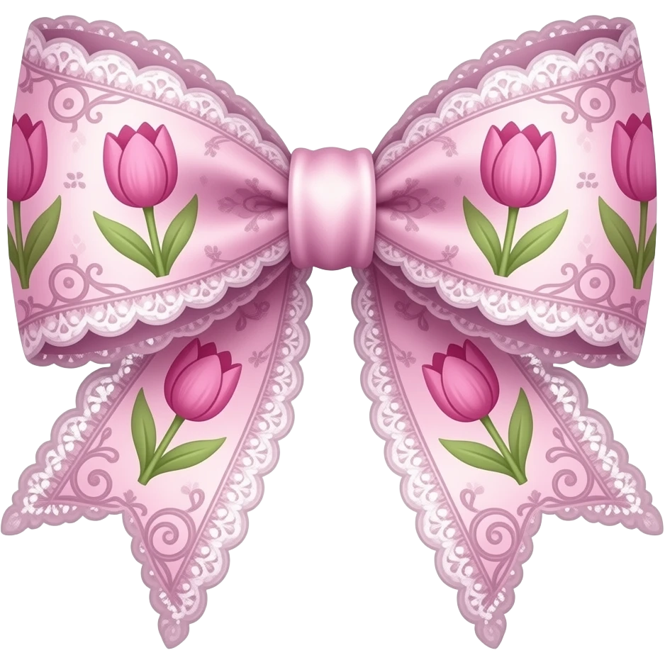pink ombre with  tulip rococo style pattern on bow lace coquette bow emoji