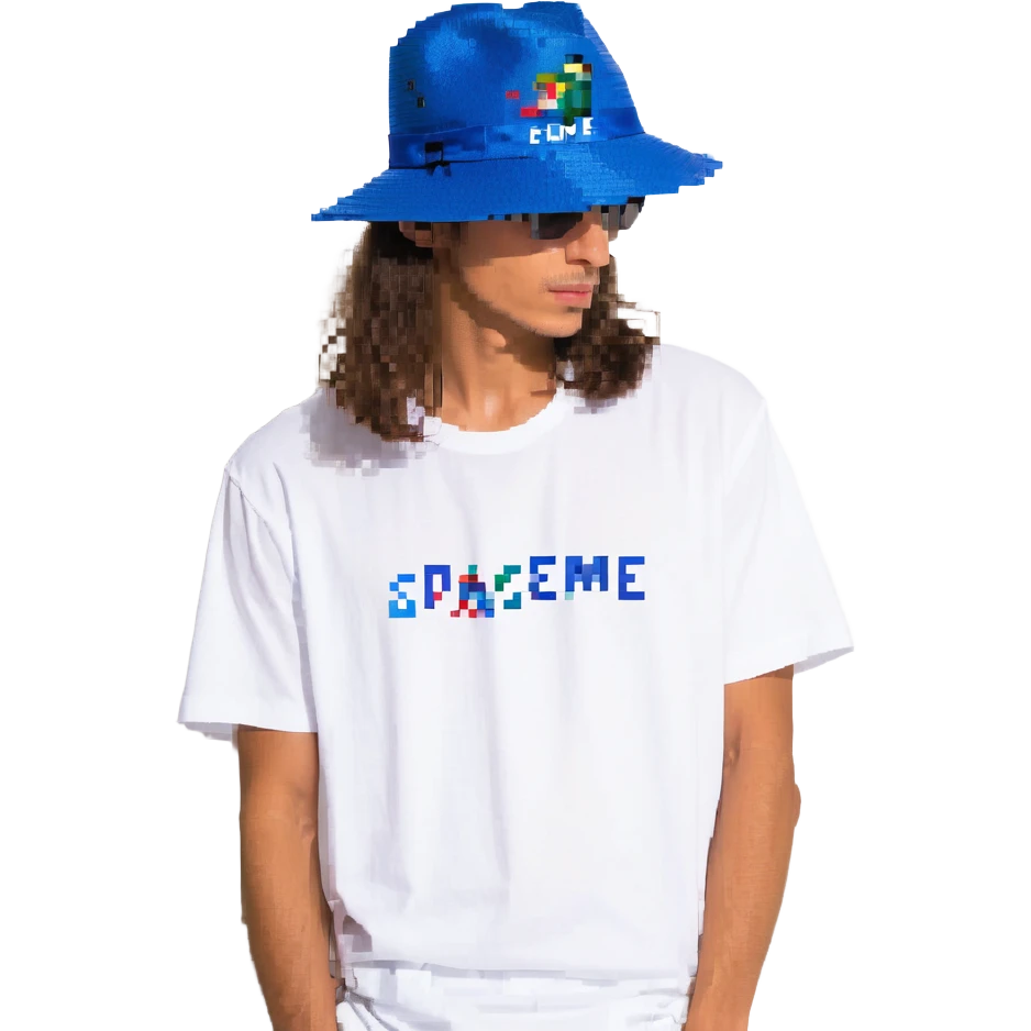Синяя спортивная панамка со шнурком и надписью SPACEME, no background emoji