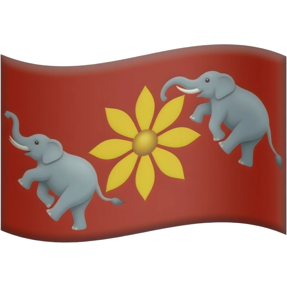 Top and bottom red center yellowflag centre Siris  flower two side elephant slaiding emoji