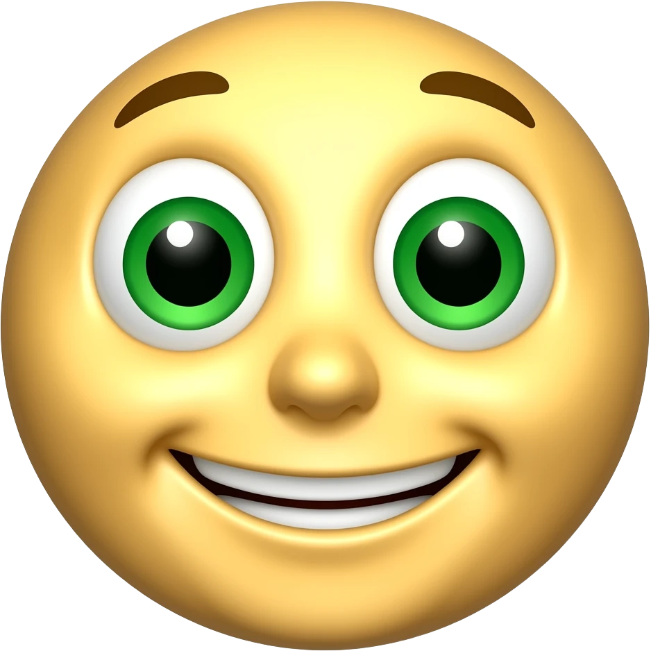 keep this same emoji, but just change the eyes to green colour emoji