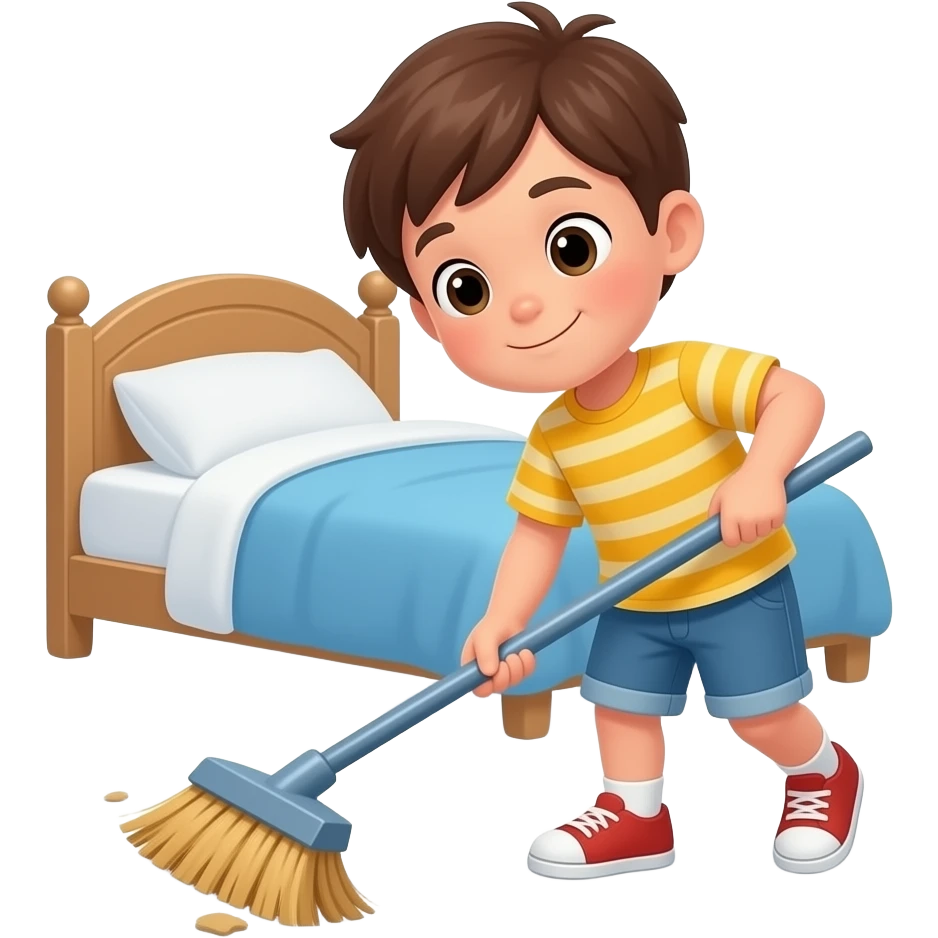 kid  cleaning room emoji