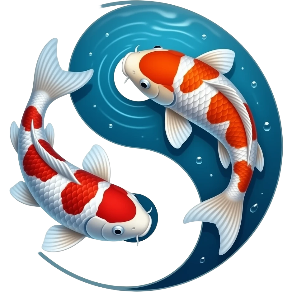 Two different colored bright colored unique painting Koi fish yin yang emoji