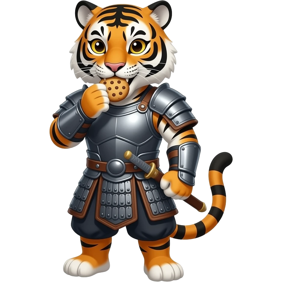 Tiger warrior eating cookies emoji