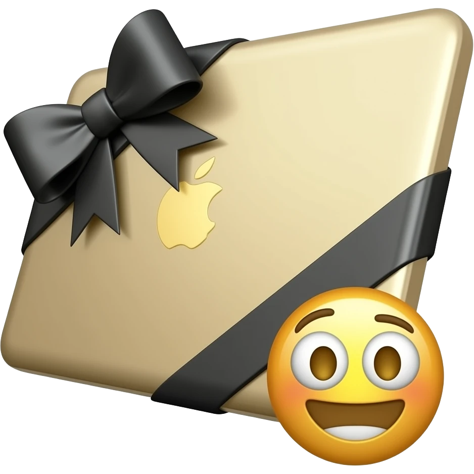 luluxury beige laptop with black bow, soft glossy emoji emoji