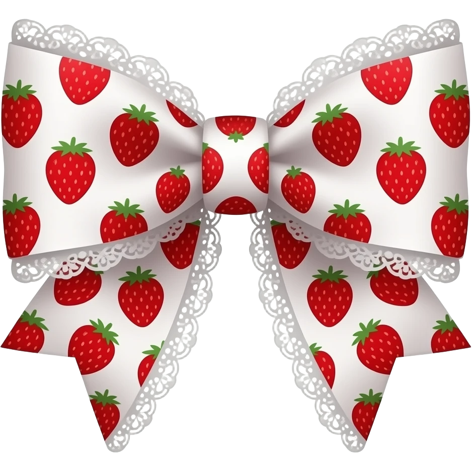 red and white with  strawberry style pattern on bow lace coquette bow emoji