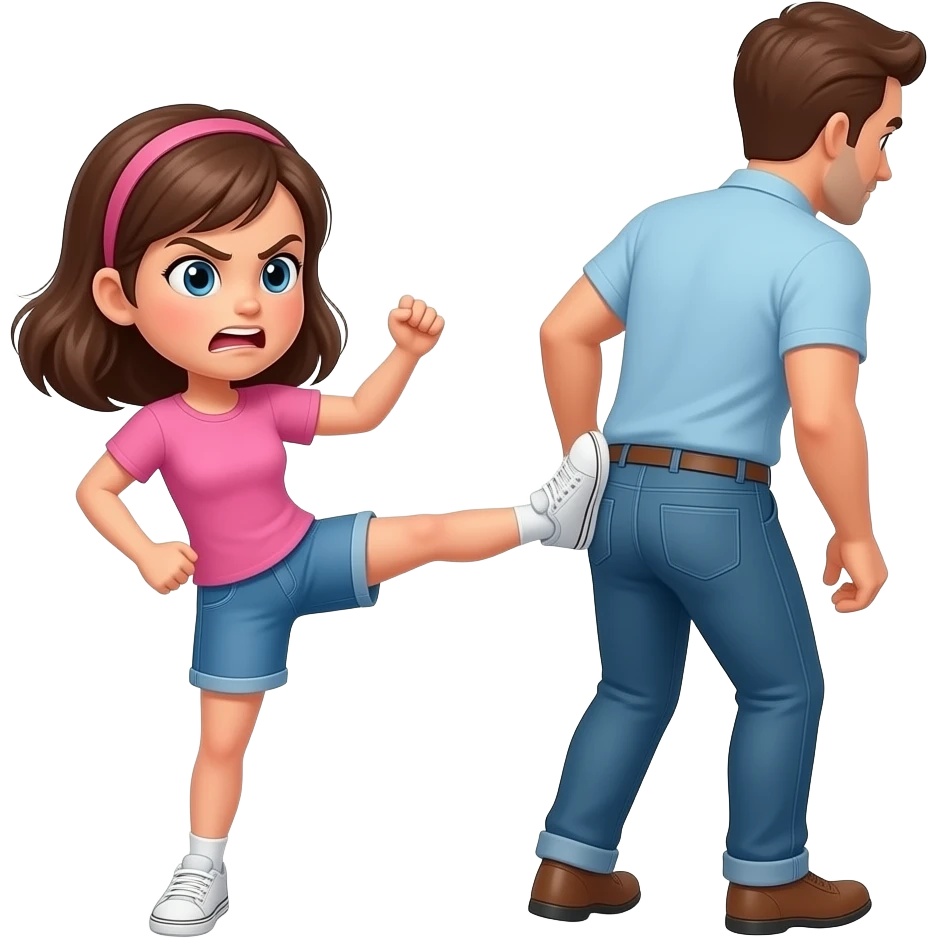 A Girl that is angrily kicking a man’s ass emoji