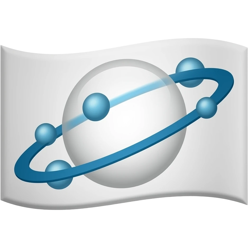 White flag with line orbit balls on it emoji