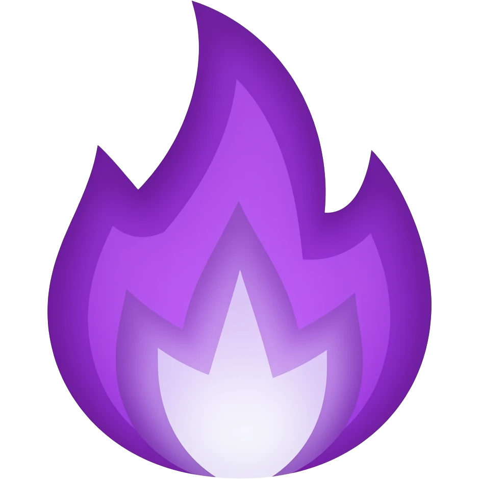 Adult style vector for a purple flame with hex code #7742ff emoji