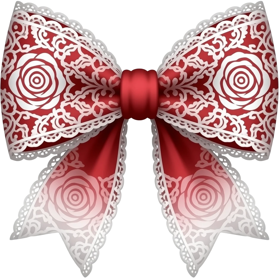 red ombre white with rose rococo style pattern on bow lace coquette bow emoji