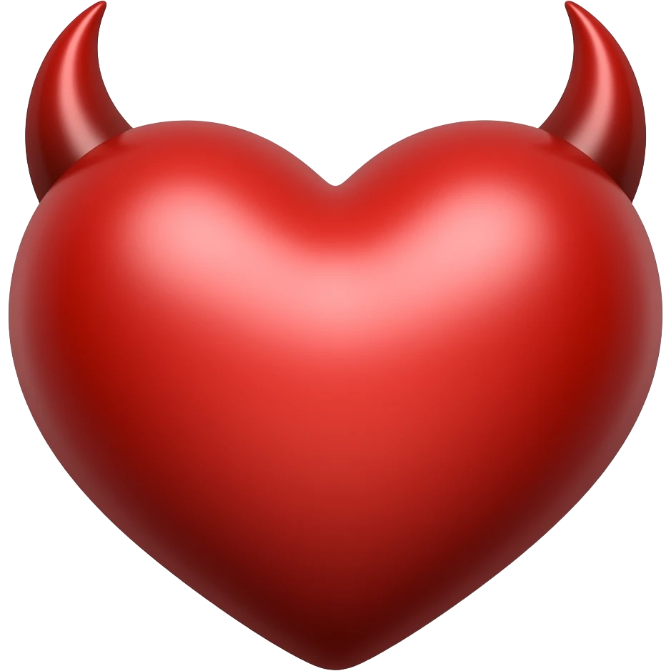 red heart with devil's horns, Cute Gothic style emoji