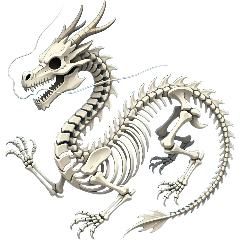 enormous dragon skeleton forming from stardust emoji