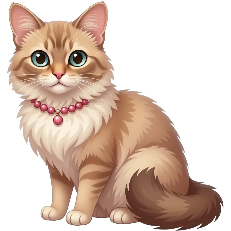 Fuzzy slim oriental feathery long-haired beaded mane cozy rosy aesthetic feathery feminine Rosy beautiful emoji