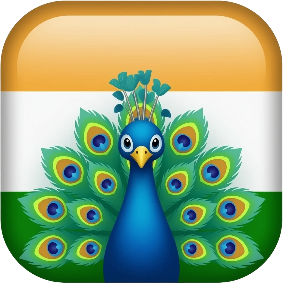 Indian Flag decor tricolor image as peacock icon emoji