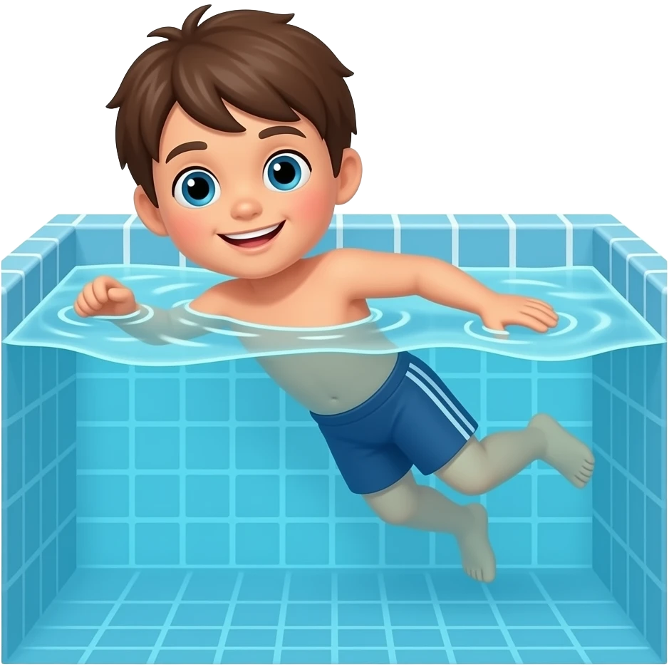 A kid swims in the swimming pool emoji