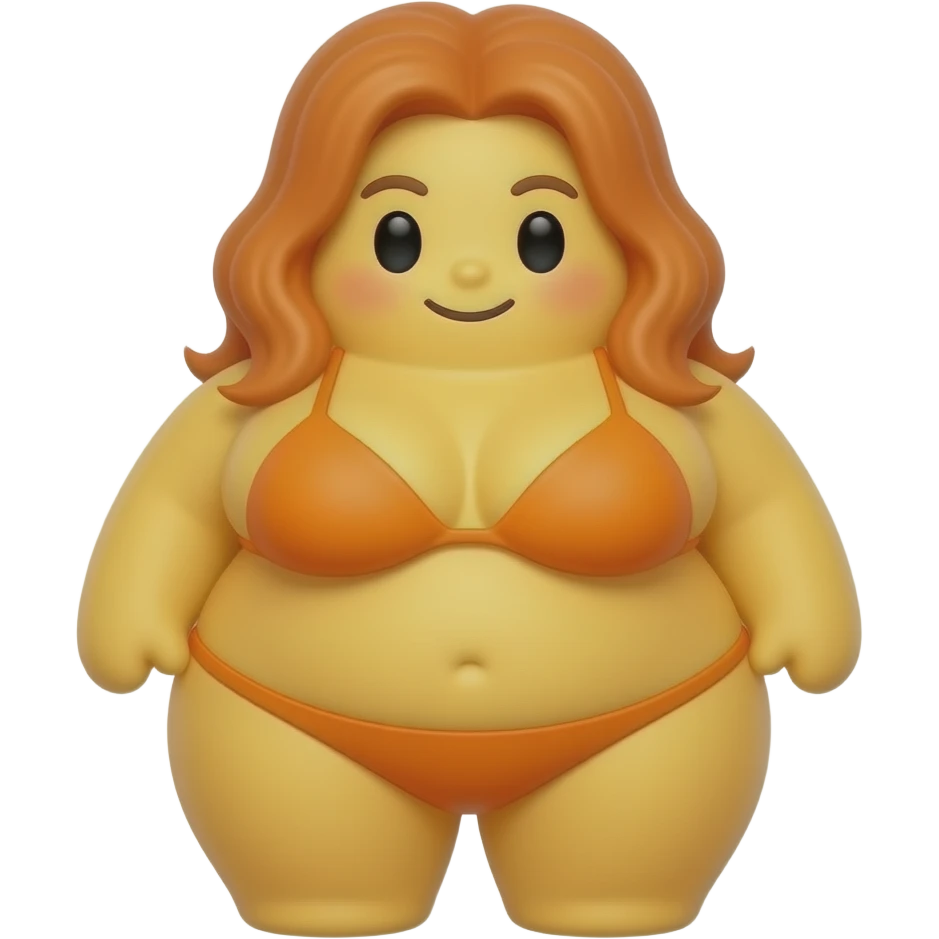 A emoji yellow woman with Orange hair with gigantic breasts, Big ass, Orange bikini emoji