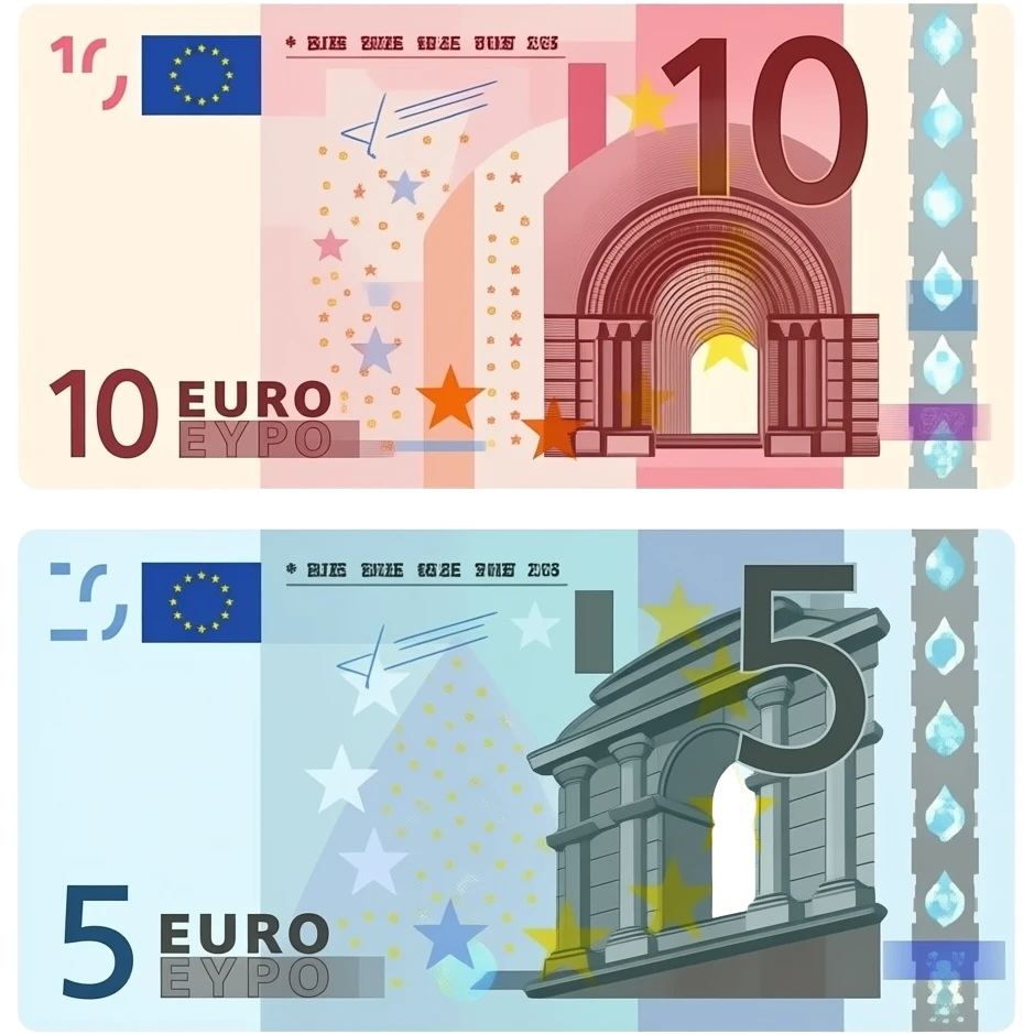 10 and 5 euro bill emoji