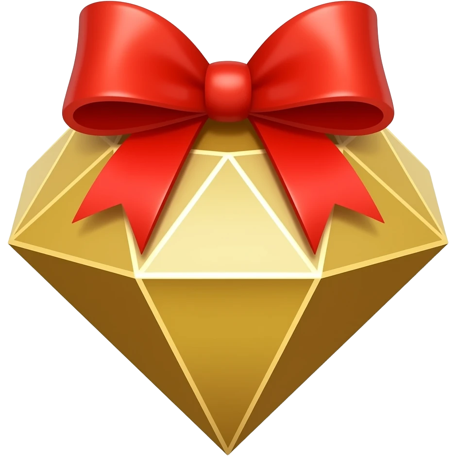 Бриллиант золотой с бант красный emoji