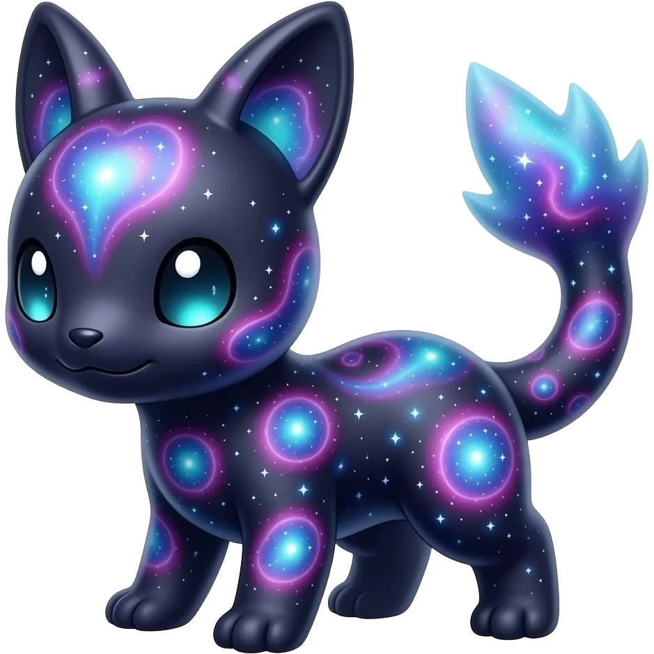 Cute cool colorful dark nebula fantasy-Fakemon-Digimon-animal-hybrid full body emoji