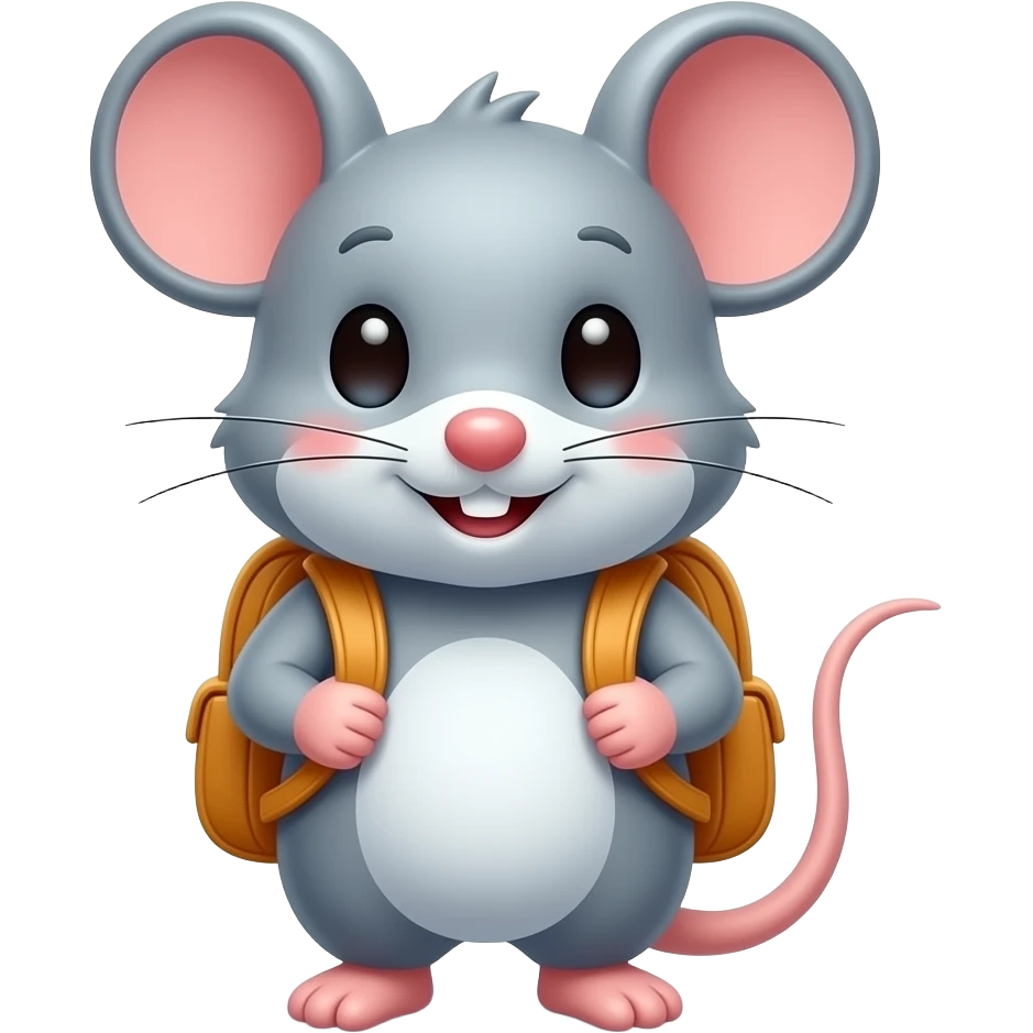 cute mouse with Backpack emoji