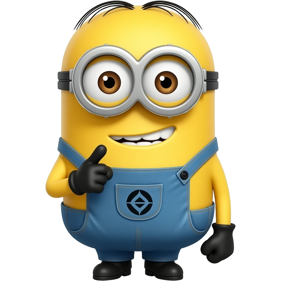 help me make an emoji that’s like apple emojis but it has to be like a SIMPLE minion with no hairand there has to be fingers pointing at it emoji