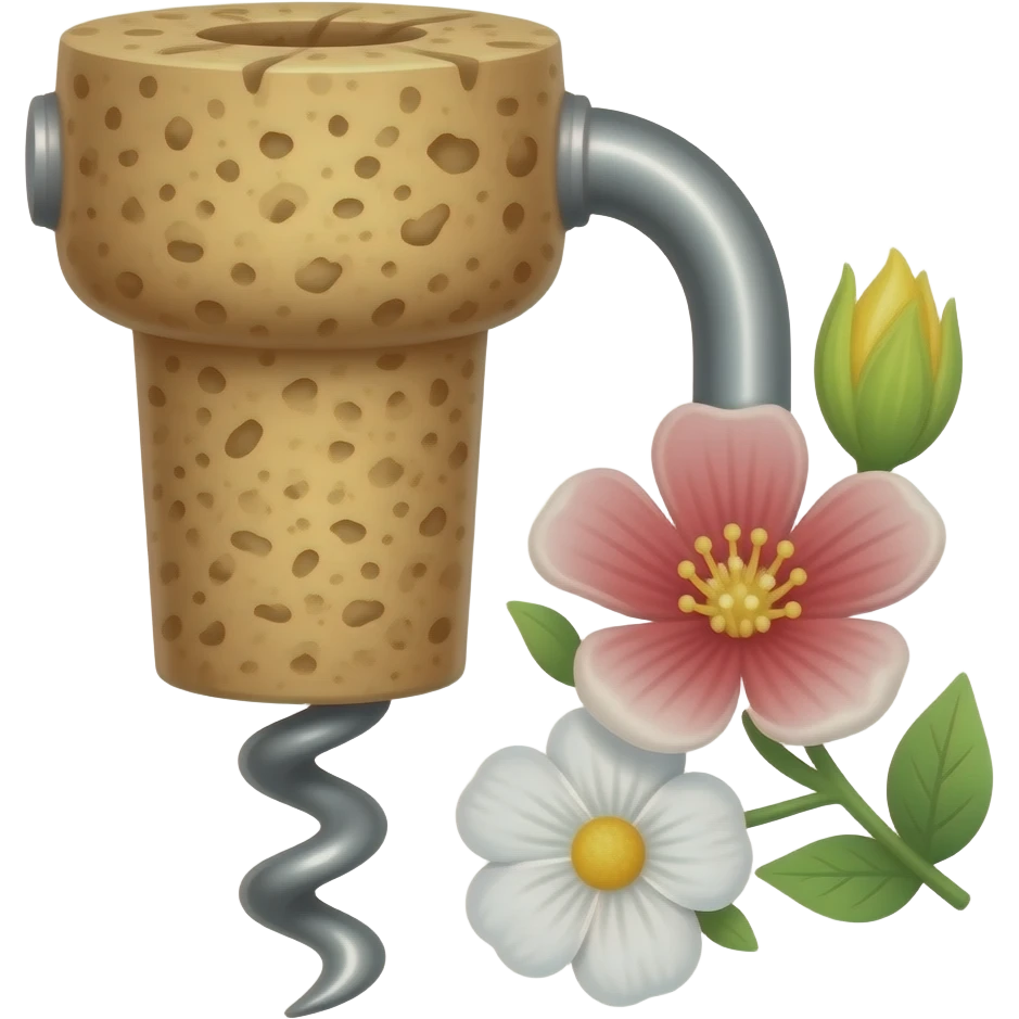 Sharp cork Screw with flowers emoji
