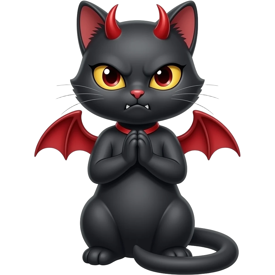 She-devil cat  angrily praying emoji