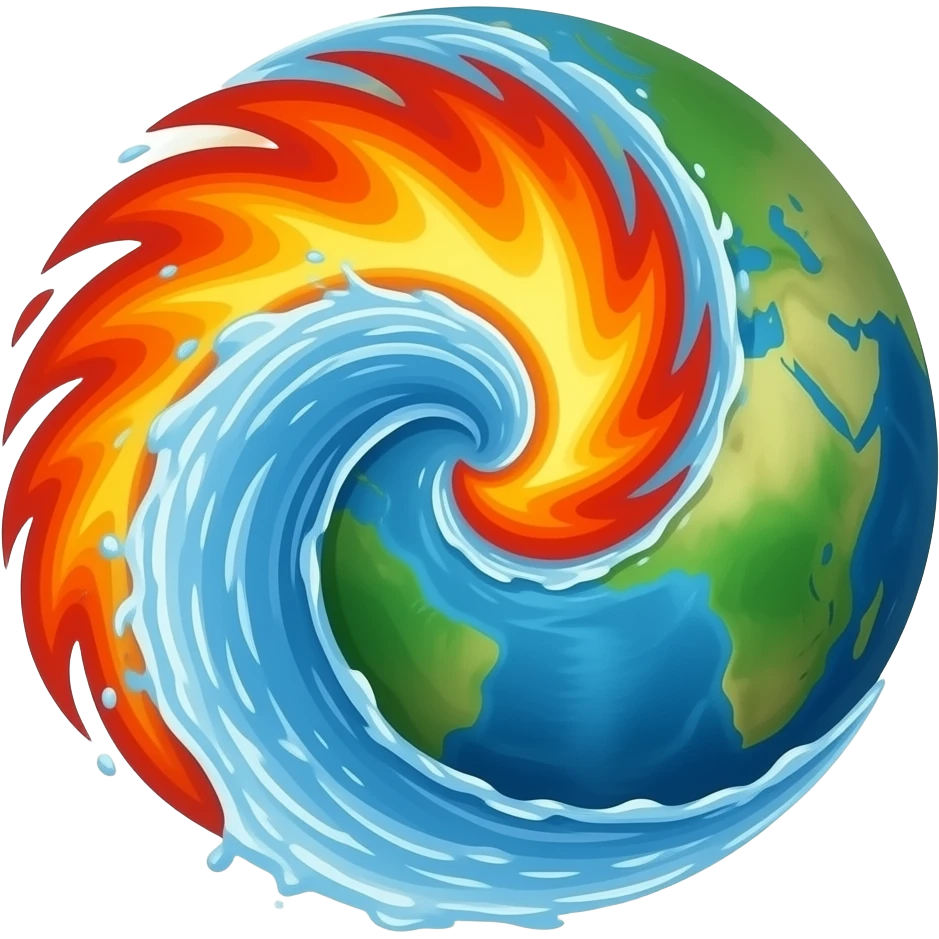 Огонь вода воздух и земля объединились вместе emoji