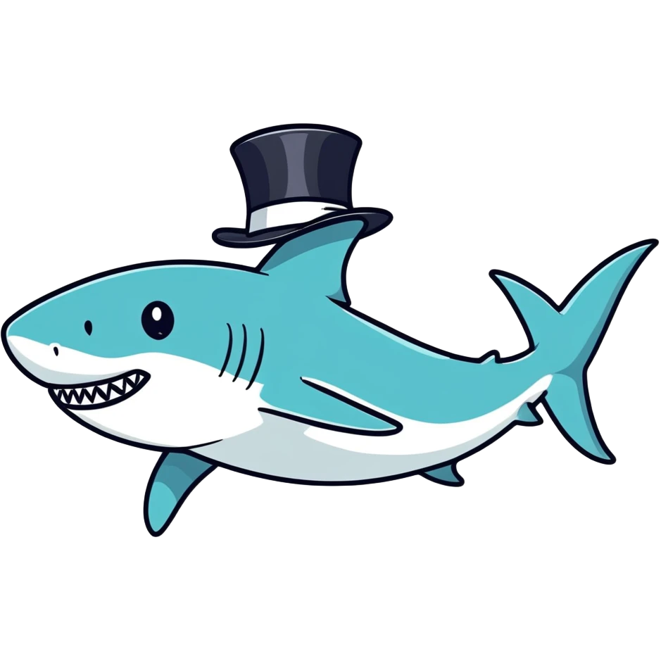 Shark with a top hat emoji