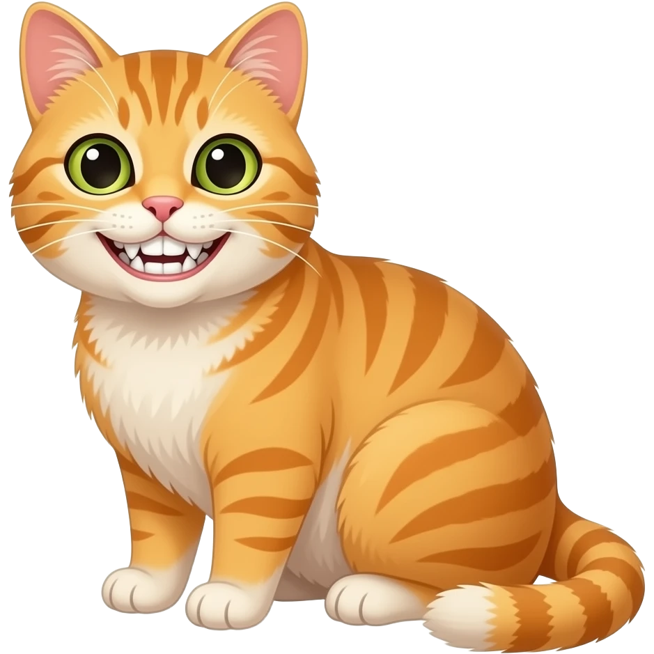 A cat with human teeth smiling emoji