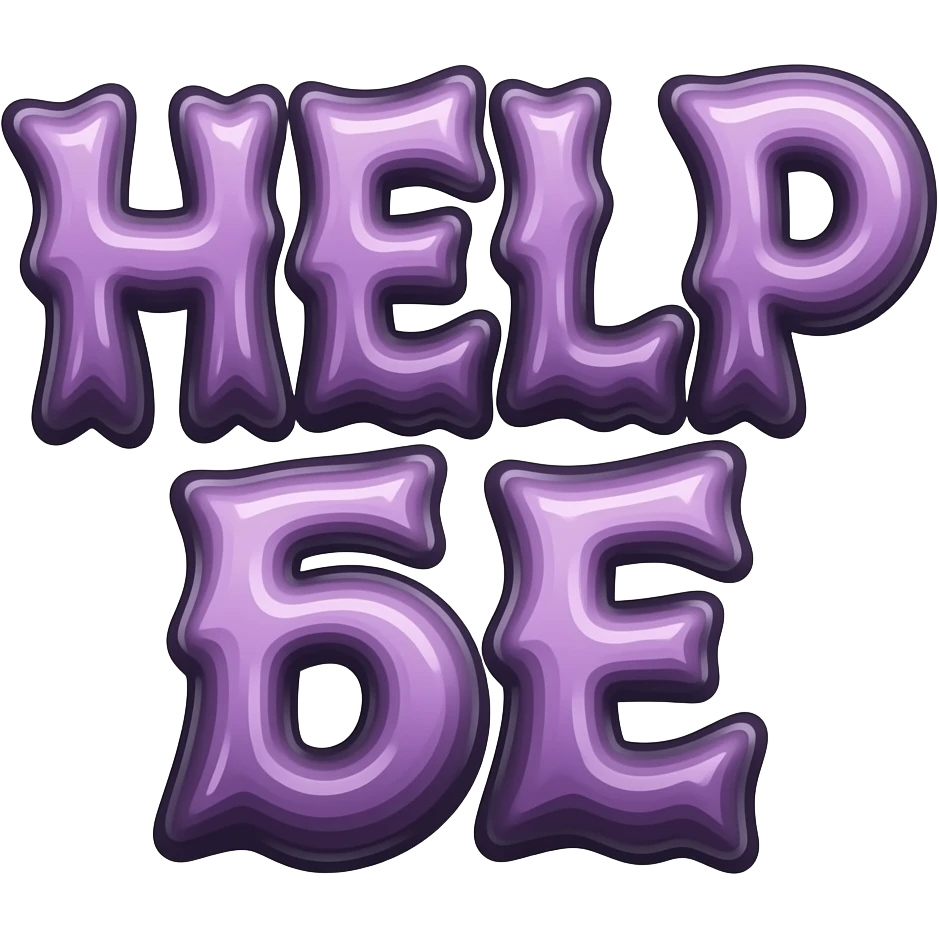 cursed twitch text emote, “HELP БЕ” in distorted troll font, screaming energy, messy chaotic lettering, transparent background, funny rage aesthetic emoji