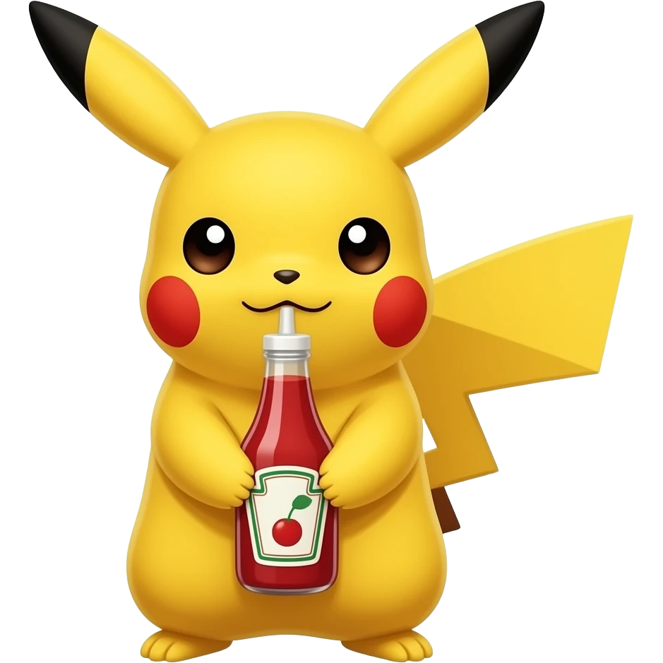 Pokémon pikachu with ketchup bottle emoji