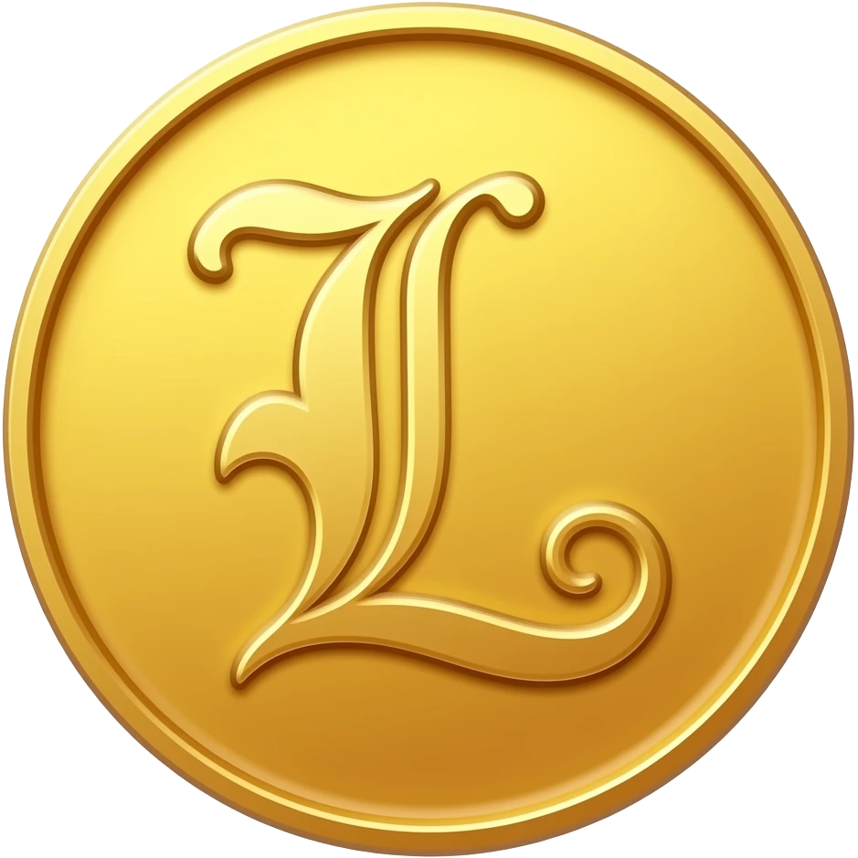 coin with the letter "L" in fancy letters and emoji