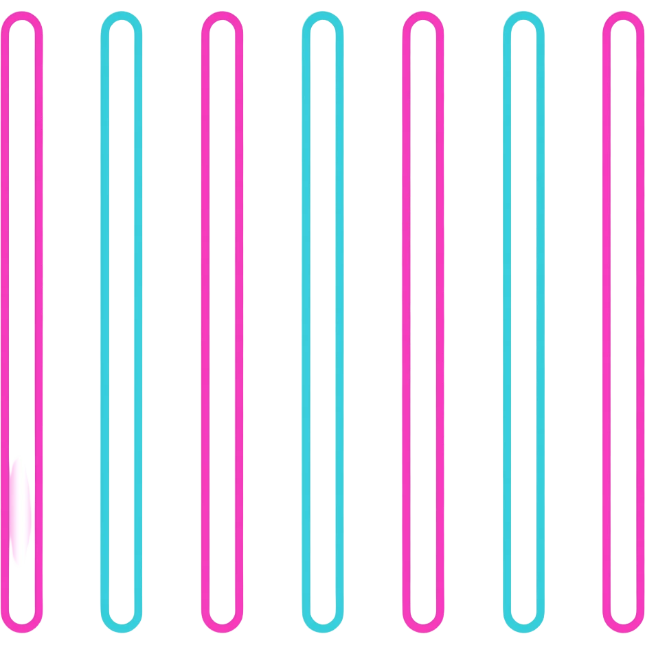 Thick pink, blue and white sparkly neon colored straight vertical lines emoji