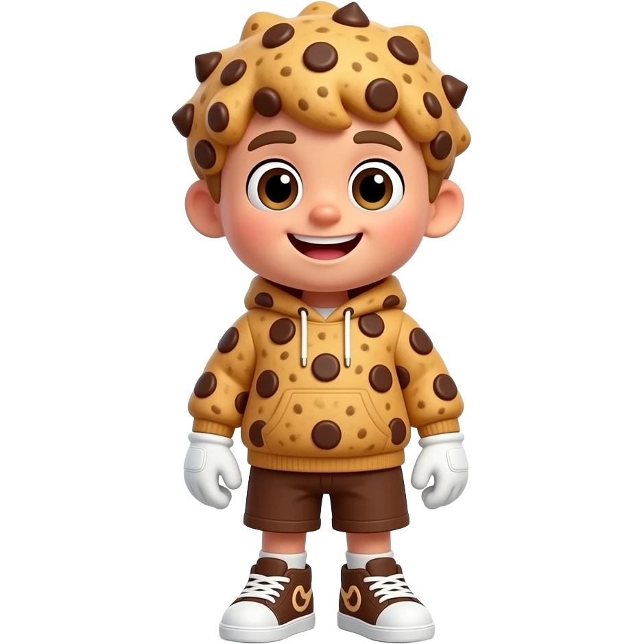 Full body chocolate chip cookie mascot boy. Golden brown cookie skin ...